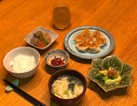 Homemade gyoza (dumpling),